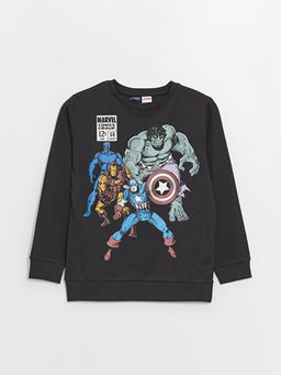 Bisiklet Yaka Avengers Bask?l? Uzun Kollu Erkek ?ocuk Sweatshirt