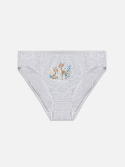 Цена за 2 штуки! Трусы слипы для девочек серые с принтом