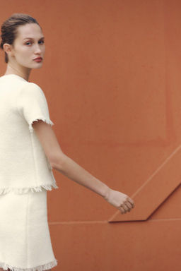 KNIT JACKET WITH TIES AND FRAYED TRIMS - Zara фото 2