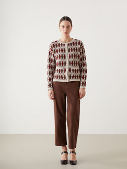 Bisiklet Yaka Baklava Desenli Kad?n Triko H?rka