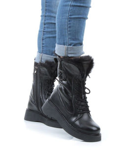 04-YPM5834A BLACK Ботинки зимние женские (натуральная кожа, натуральный мех)