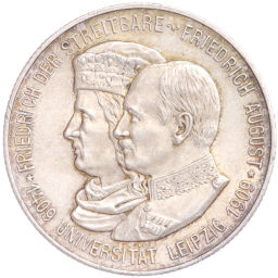 2 марки 1909 года Германия (Саксония) 500 лет Лейпцигскому университету