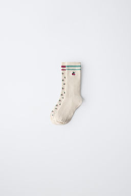 2-PACK OF LONG SOCKS WITH FLORAL BANDS