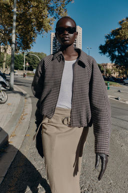 HOUNDSTOOTH QUILTED BOMBER JACKET - Zara фото 5