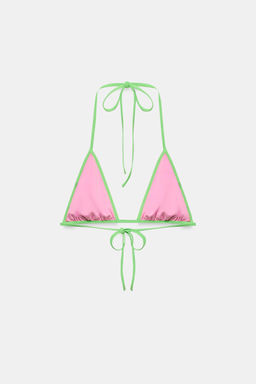 TOP BIKINI TRIANGULAR CONTRASTE / Rosa - Zara фото 8