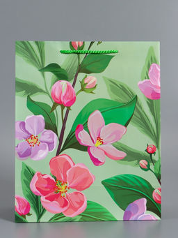 Пакет подарочный ламинированный «Весеннее признание», зелёный, 26×12×32 см