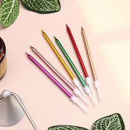 Свечи в торт коктейльные Шайн, 6 шт, 10 см, металлик - Страна карнавалия фото 3