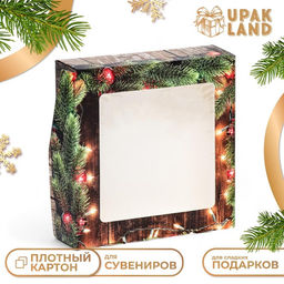 Цена за 20 шт. Коробка подарочная новогодняя складная с окном «Огни», 15×15×4 см