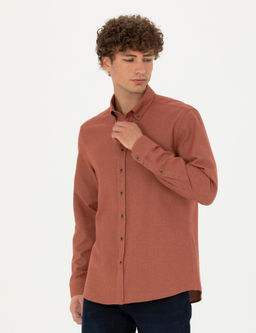 Рубашка Pierre Cardin Slim Fit кирпичная из хлопка
