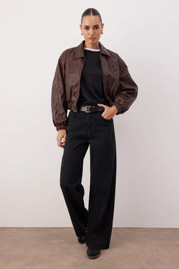 Siyah Beli Ayarl? Yuksek Bel Wide Leg/Genis Paca Jeans TWOAW26JE00265