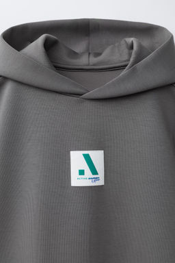 SUDADERA CAPUCHA MANGA CORTA SPORTY CON MODAL / Gris antracita - Zara фото 3