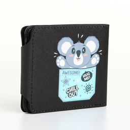 Кошелёк детский «Коала», маленький, на кнопке, чёрный