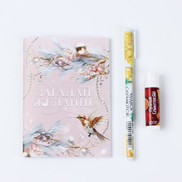 Подарочный набор новогодний, блокнот, ручка и бальзам для губ «Загадай желание»