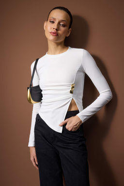 Kahverengi Aksesuar Detayl? Vucuda Oturan Esnek Orme Bluz TWOAW26BZ00303 - Trendyolmilla фото 5