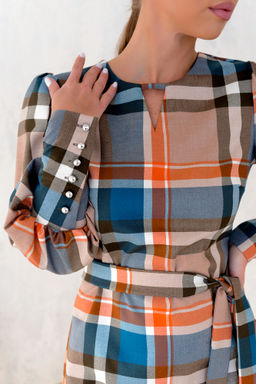 Платье Open Style 5070 /синий/оранжевый/белый/черный