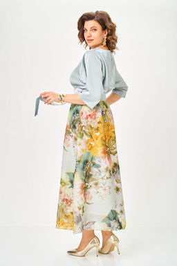 Платье Anastasia Mak 1229-Ш голубой+цветы  фото 6