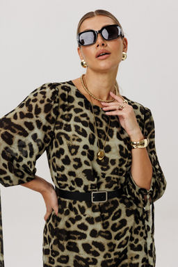 Платье ANELLI 1733 зеленый леопард фото 8