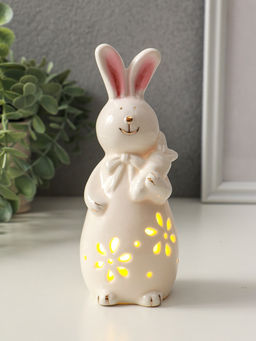 Фигурка светящаяся Зайка с морковкой, керамика, белый, 5?5.5?15.5 см