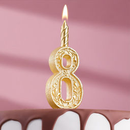 Свеча для торта цифра «Золотой узор», 10.2 см, цифра 8