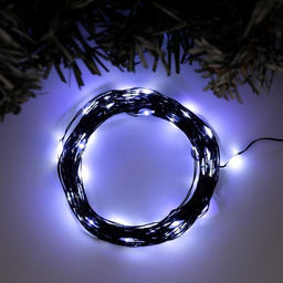 Гирлянда Нить 10 м роса, IP20, чёрная нить, 100 LED, свечение белое, 12 В