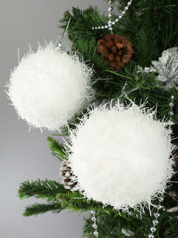 Новогоднее украшение Шары 2 штуки 9,5 см / WF-186 /уп 108/белые - ГалеонТрейд фото 2