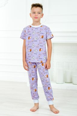 Пижама детская из футболки и брюк из кулирки Фламинго