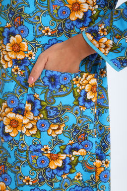 Халат женский из фланели Маша макси цветы