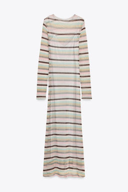 LONG METALLIC THREAD STRIPED DRESS - Zara фото 6