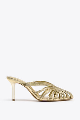METALLIC STILETTO HEEL SANDALS - Zara фото 8