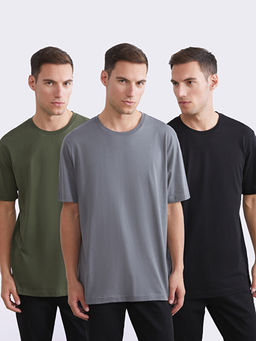 Bisiklet Yaka Penye Erkek Ti??rt 3l? Paket