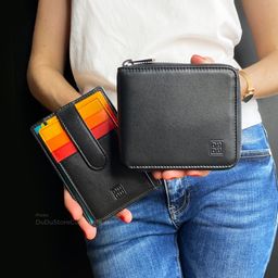 Итальянский кожаный кошелек на молнии DuDu серии Faro | черный - Dudubags фото 8