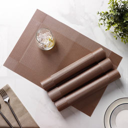 Салфетки сервировочные на стол Доляна «Шахматы», 45×30 см, 4 шт., светло-коричневые