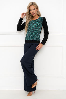 Джемпер Open Style 6492 черный/бирюза