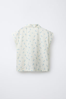 AGES 6-14/ SEERSUCKER FLORAL SHIRT AND BERMUDA PYJAMAS - Zara фото 3