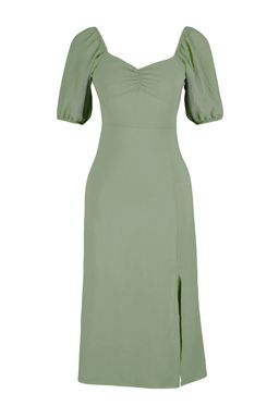 Haki Vucuda Oturan Y?rtmacl? S?rt Detayl? Midi Dokuma Dokuma Elbise TWOSS23EL01164 - Trendyolmilla фото 7