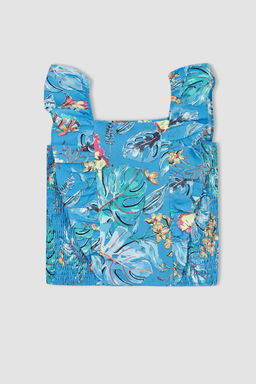 Блуза из поплина с короткими рукавами и бретелями для девочки - Defacto фото 6