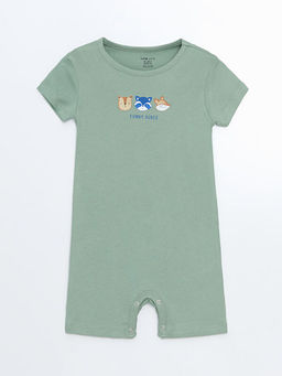 Bisiklet Yaka Bask?l? Erkek Bebek Tulum