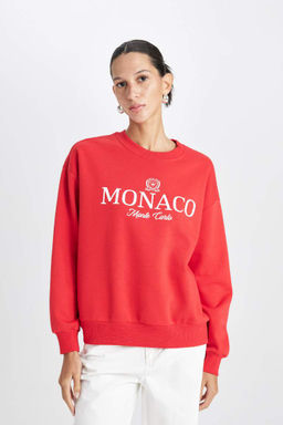 Плотный свитшот с принтом Снова в школу - Defacto фото 3