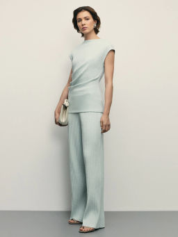 Широкие брюки в рубчик с эластичным поясом / Zarina