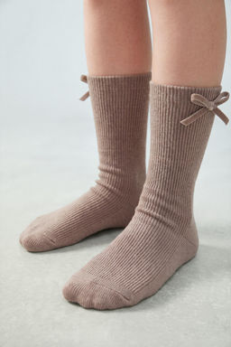 PACK DOS CALCETINES ALTOS LAZO / Beige claro - Zara фото 5
