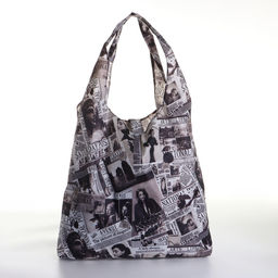 Сумка хозяйственная на кнопке, складная, 42×0.5×65, чёрная