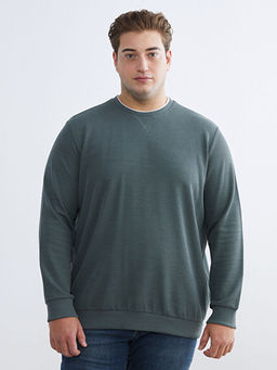 B?y?k Beden Bisiklet Yaka Erkek Sweatshirt