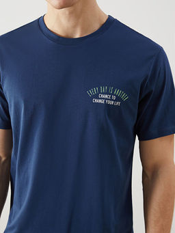 Bisiklet Yaka K?sa Kollu Bask?l? Penye Erkek Ti??rt