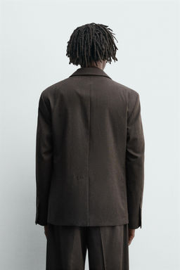 DOUBLE-BREASTED WOOL BLEND SUIT BLAZER - Zara фото 3