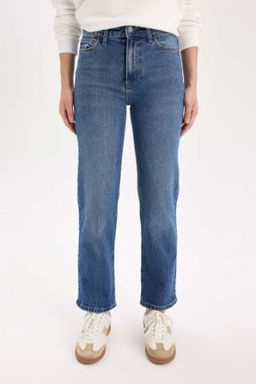 Comfort Straight Yuksek Bel Bilek Boy Jean Y?kamal? Pantolon