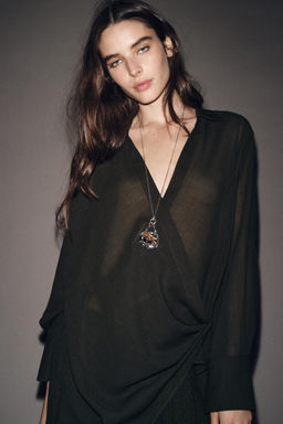 ZW COLLECTION ASYMMETRIC WOOL BLEND SURPLICE TOP