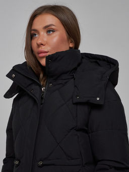 Зимняя женская куртка модная с капюшоном черного цвета 52302Ch - Holdluck фото 14