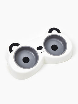 Миска двойная «Панда», 2×160 мл, пластик, белая, серая