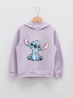 Kap??onlu Lilo ve Stitch Bask?l? Uzun Kollu K?z ?ocuk Sweatshirt