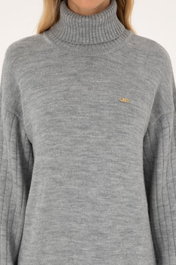 Kad_n Gri Melanj Triko Elbise - U.s. polo assn фото 5